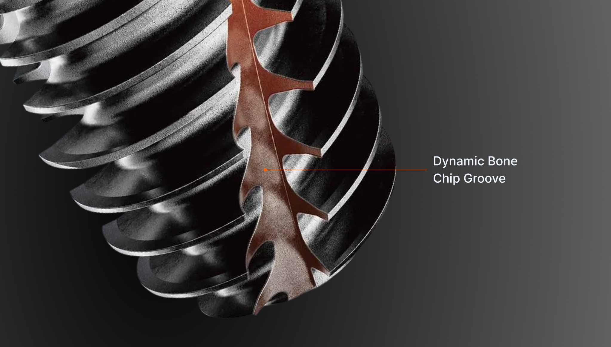 AXEL immediate placement dental implant with dynamic bone chip groove designed to retain bone and enhance osseointegration